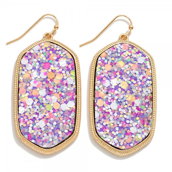 Wholesale long Glitter Hexagon Drop Earrings L