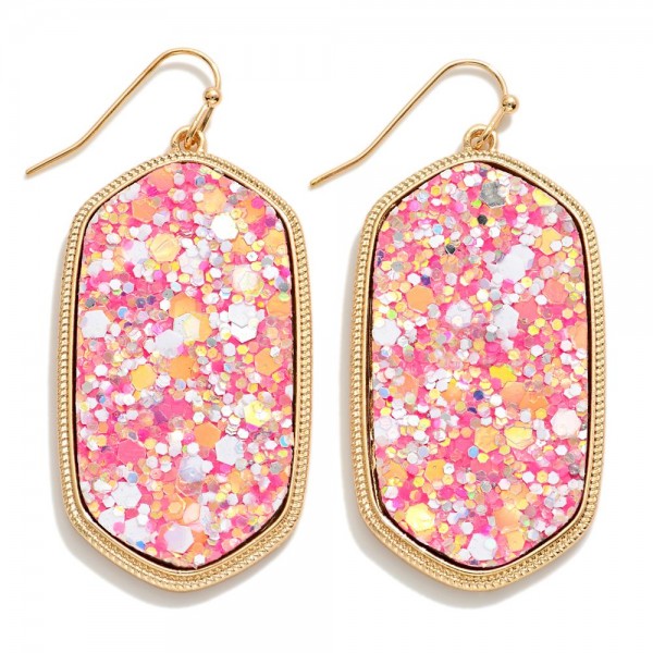 Wholesale long Glitter Hexagon Drop Earrings L