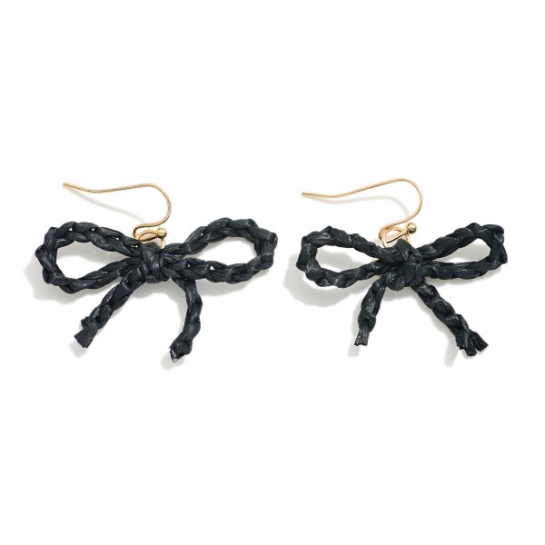 Wholesale braided Raffia Bow Drop Earrings L