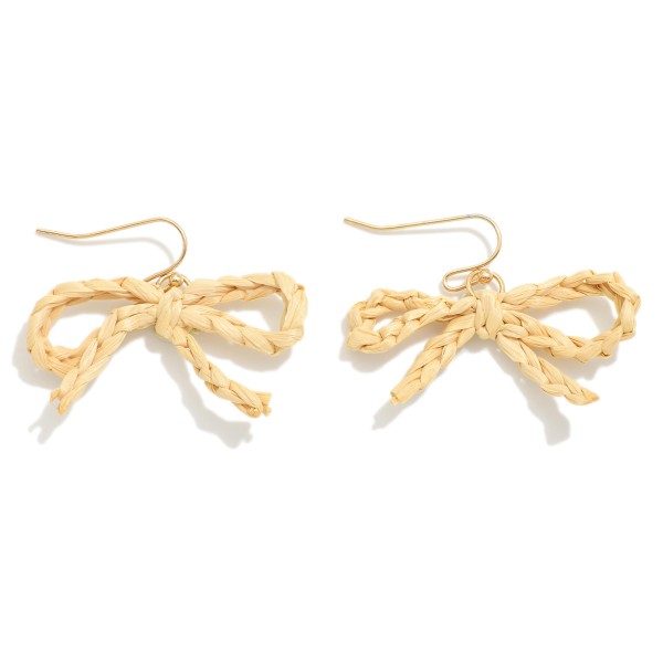 Wholesale braided Raffia Bow Drop Earrings L