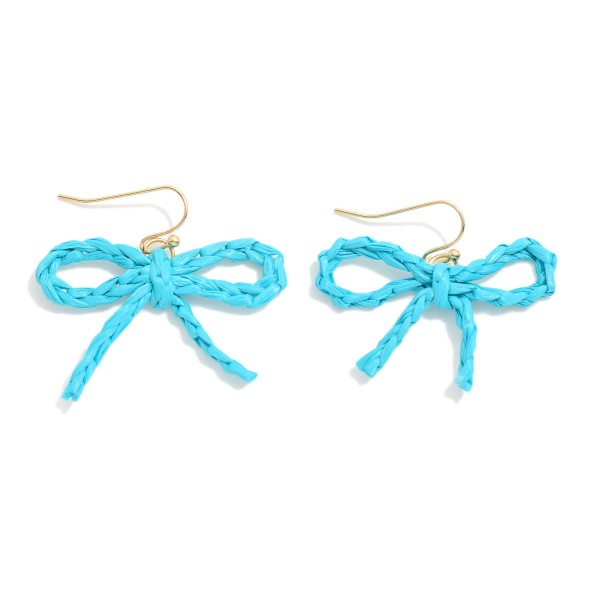 Wholesale braided Raffia Bow Drop Earrings L