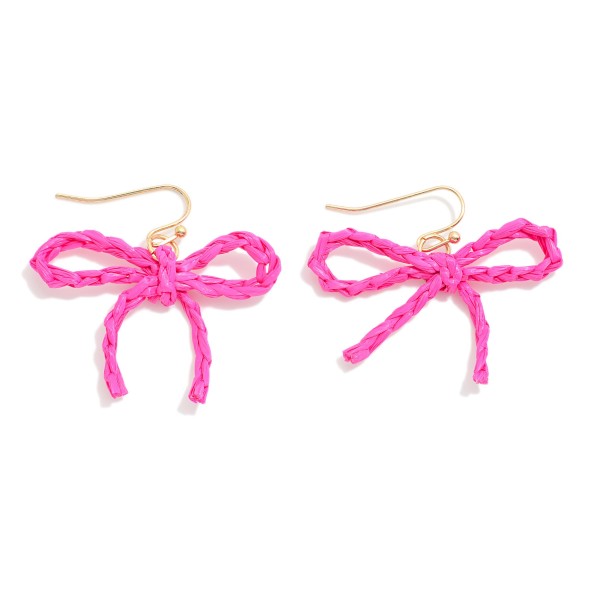 Wholesale braided Raffia Bow Drop Earrings L
