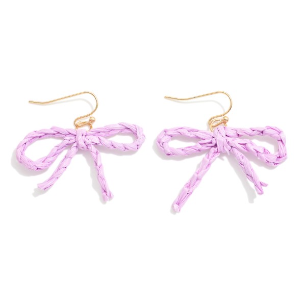 Wholesale braided Raffia Bow Drop Earrings L