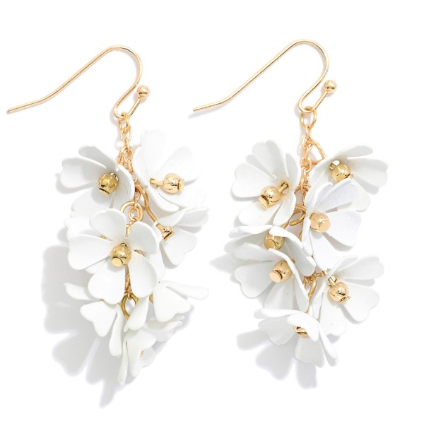 Wholesale linked Painted Metal Flower Tassel Drop Earrings L