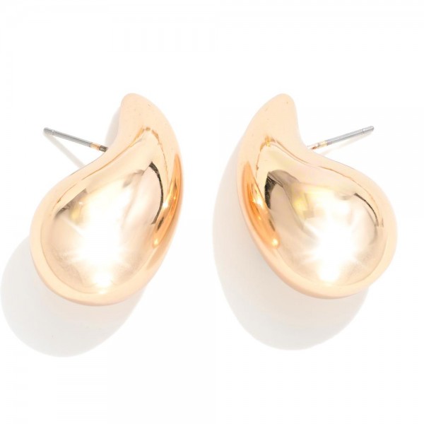 Metal Tone Teardrop Post Drop Earrings 

- Approximately 1.25" L