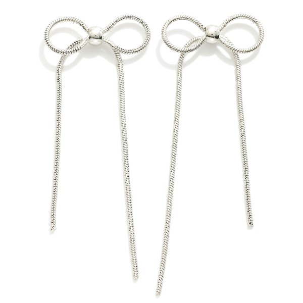 Wholesale long Metal Snake Chain Bow Post Drop Earrings L