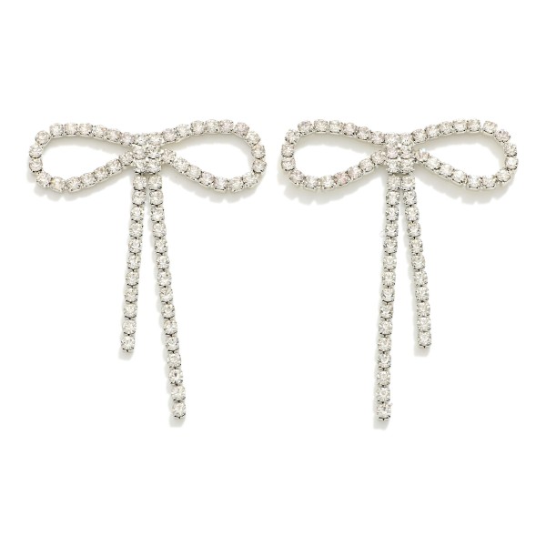 Wholesale rhinestone Bow Post Drop Earrings Rhinestone Tassels L