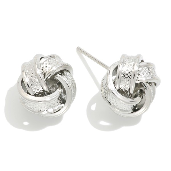 Wholesale gold Dipped Knotted Metal Stud Earrings L Sterling Silver Post