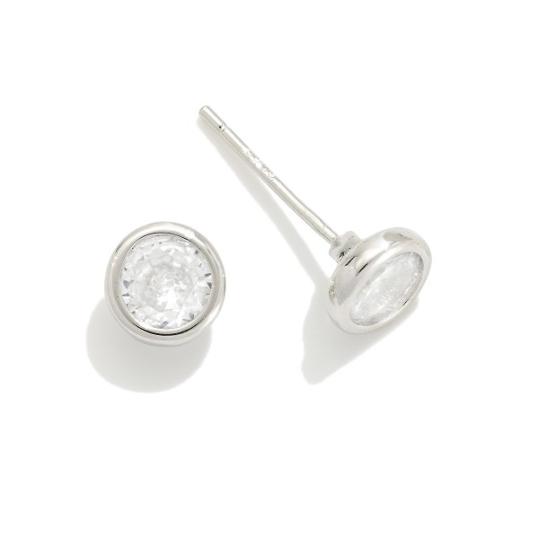 Wholesale gold Dipped Cubic Zirconia Stud Earrings L Sterling Silver Post