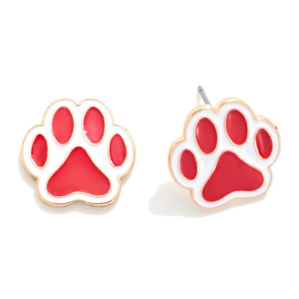 Painted Metal Paw Print Stud Earrings 

- Approximately .5" L 