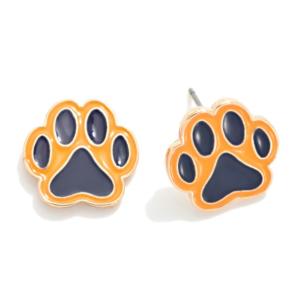 Painted Metal Paw Print Stud Earrings 

- Approximately .5" L 