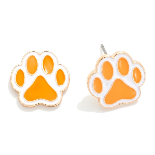 Painted Metal Paw Print Stud Earrings 

- Approximately .5" L 