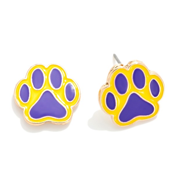 Painted Metal Paw Print Stud Earrings 

- Approximately .5" L 