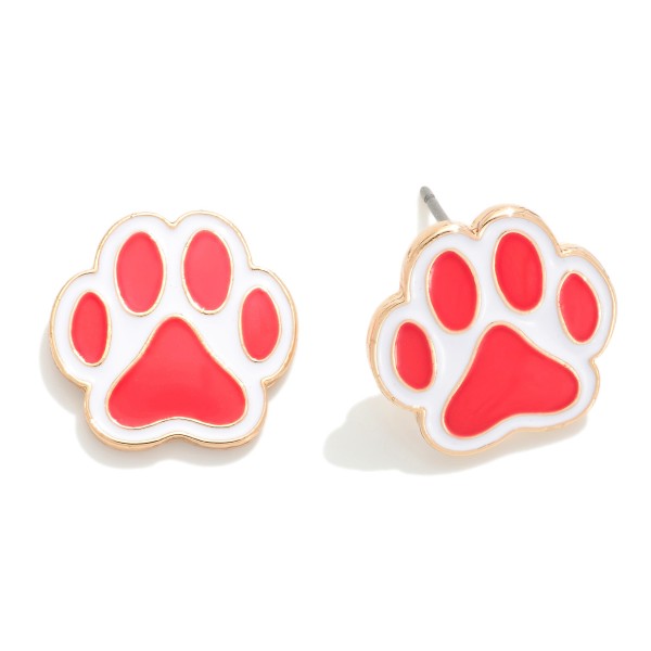 Wholesale painted Metal Paw Print Stud Earrings L