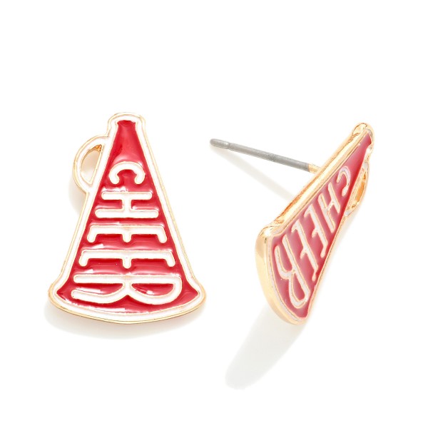 Wholesale enamel Metal Game Day Mega Phone Cheer Stud Earrings W