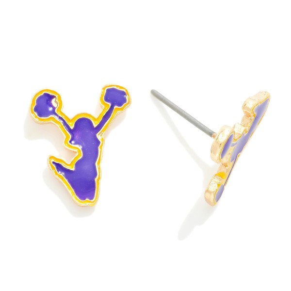 Wholesale enamel Metal Cheerleader Game Day Stud Earrings L