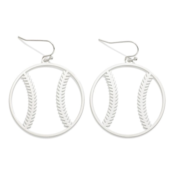 Wholesale metal Baseball Outline Drop Earrings L