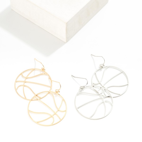 Metal Basketball Outline Drop Earrings

- Approximately 2.25" L