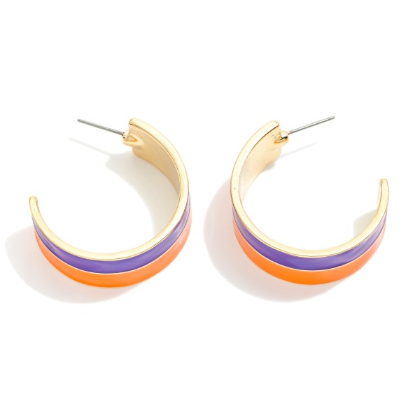 Wholesale painted Metal Game Day Hoop Earrings D