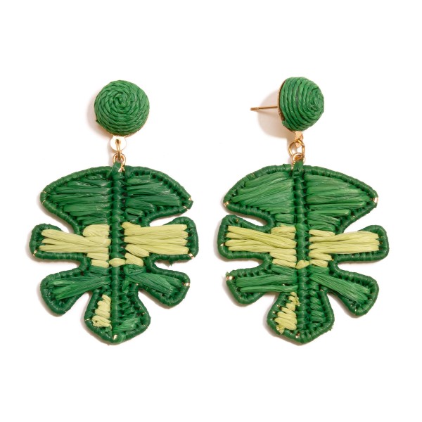 Wholesale raffia Monstera Leaf Drop Earrings L