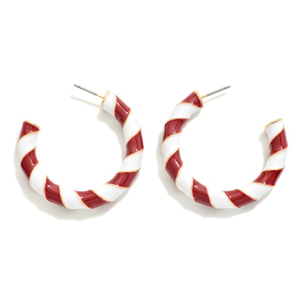 Wholesale game Day Enamel Spiral Stripe Metal Hoop Earrings D