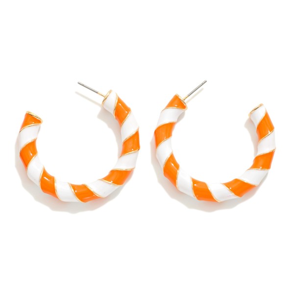 Wholesale game Day Enamel Spiral Stripe Metal Hoop Earrings D