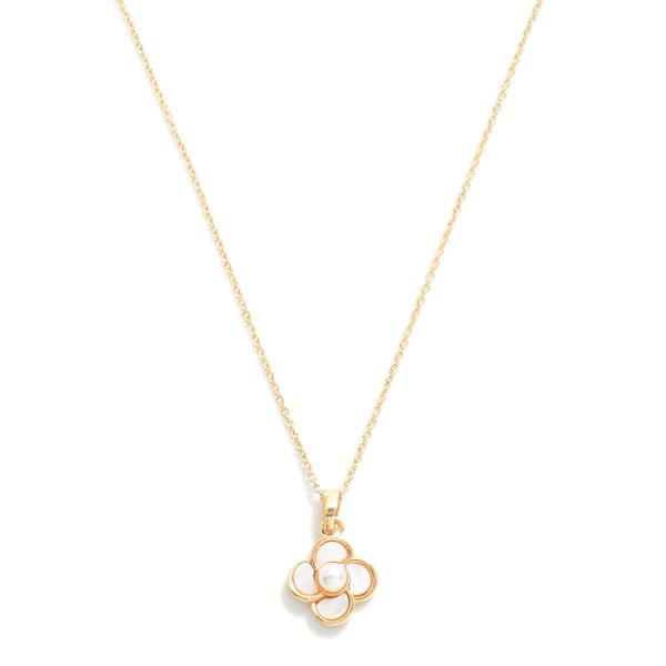 Wholesale chain Link Necklace Pearlescent Flower Pendant L Extender L