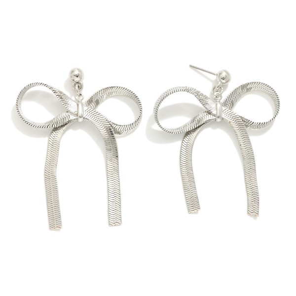 Wholesale metal Herringbone Chain Bow Drop Earrings L