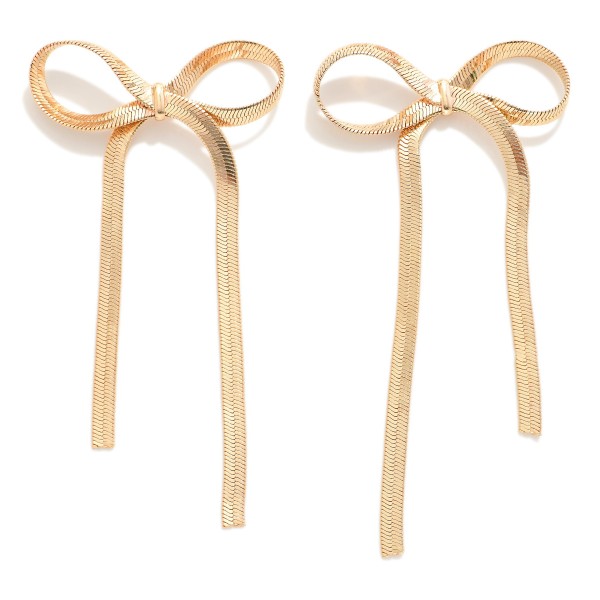 Wholesale long Metal Herringbone Chain Bow Earrings L