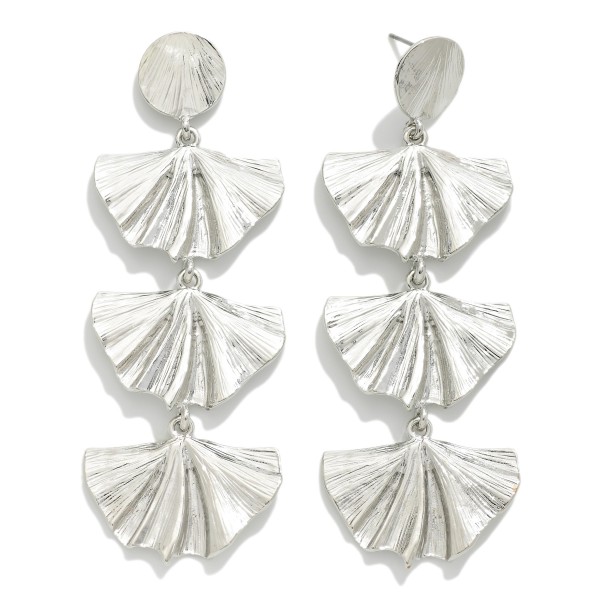 Wholesale linked Metal Fan Leaves Drop Earrings L