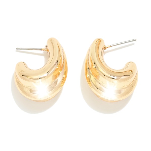 Wholesale metal Ridged Tapered Curl Hoop Earrings L