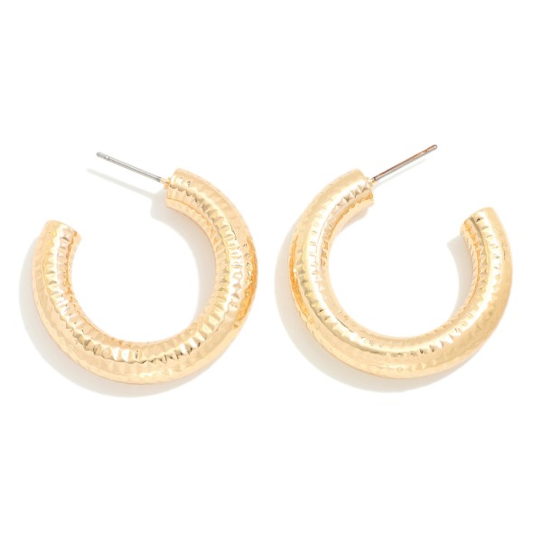 Wholesale dimpled Metal Hoop Earrings D