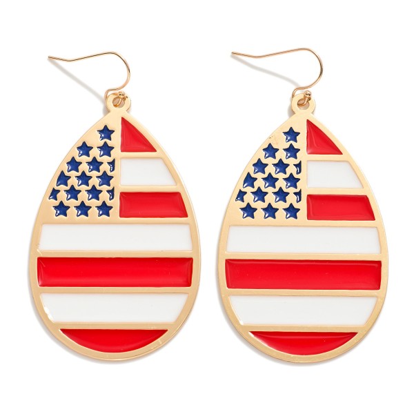 Wholesale metal Enamel Americana Teardrop Drop Earrings L