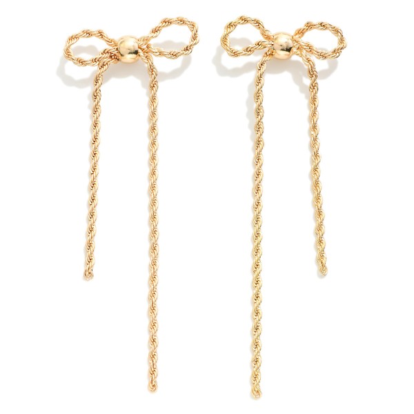 Wholesale brass Rope Chain Bow Drop Earrings Brass Base L