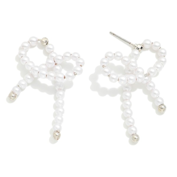 Wholesale pearl Beaded Bow Post Drop Earrings L