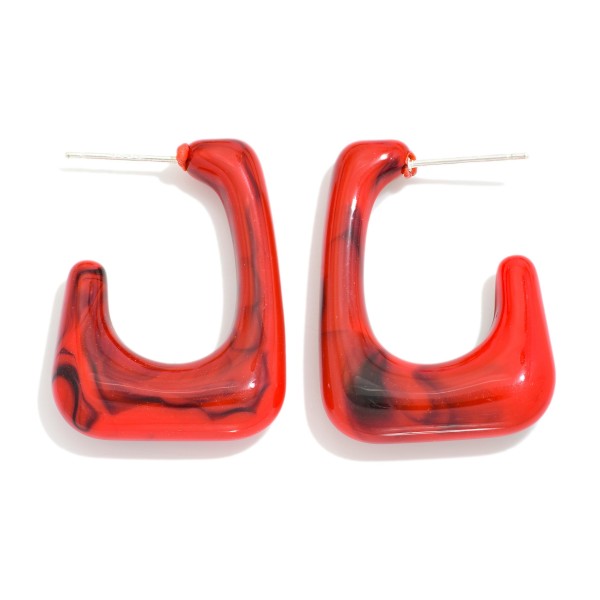 Wholesale marbled Acetate Rounded Rectangle Hoop Earrings D