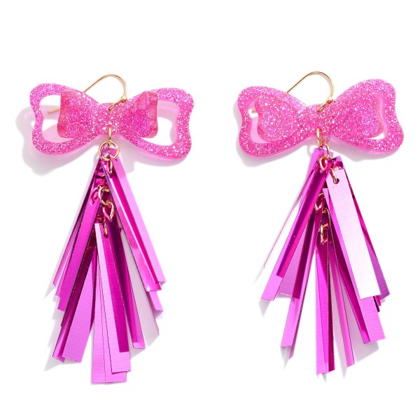 Wholesale glitter Acetate Bow Drop Earrings Sequin Tassels L