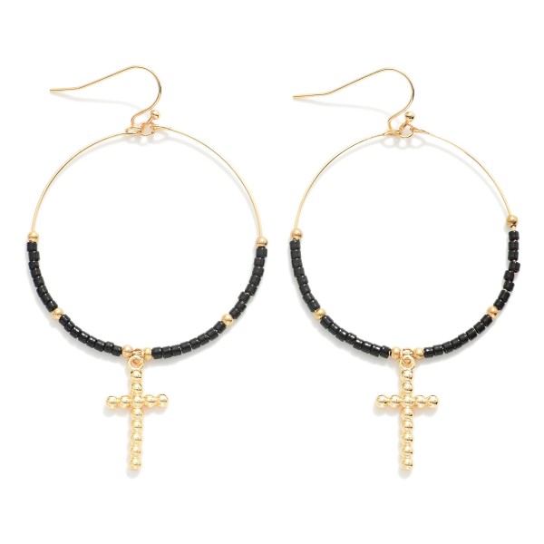 Wholesale beaded Wire Hoop Drop Earrings Ball Cross Charms L