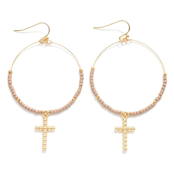 Wholesale beaded Wire Hoop Drop Earrings Ball Cross Charms L