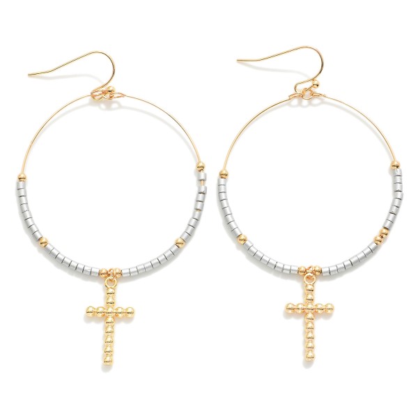 Wholesale beaded Wire Hoop Drop Earrings Ball Cross Charms L