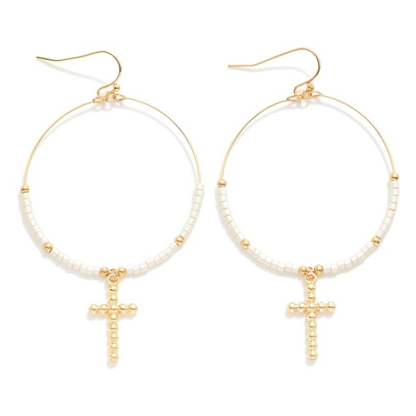 Wholesale beaded Wire Hoop Drop Earrings Ball Cross Charms L