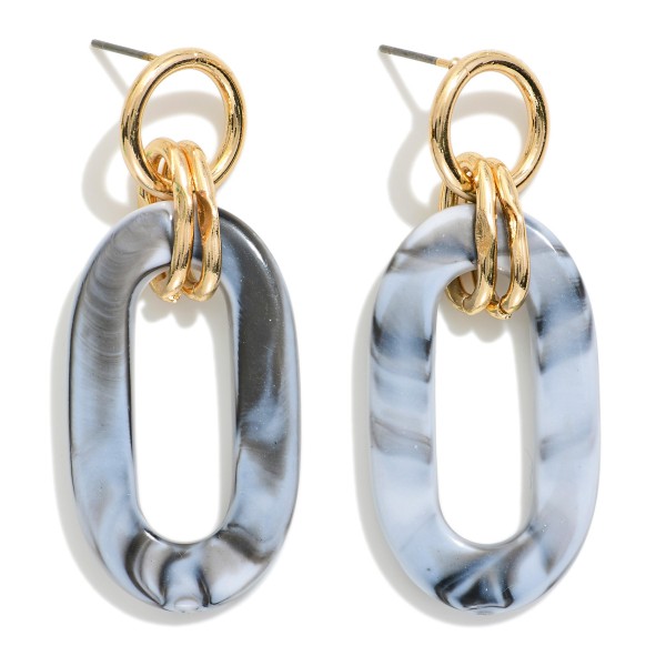 Wholesale linked Marbled Acetate Loop Drop Earrings L