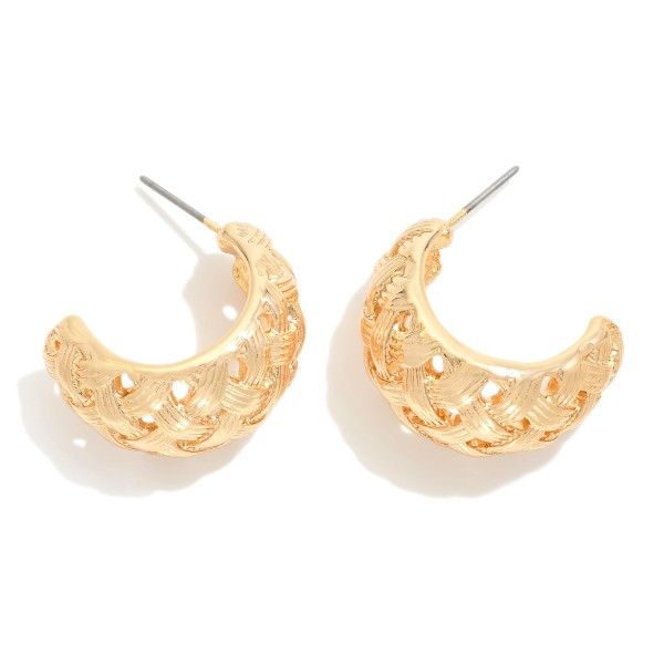 Wholesale metal Basket Weave Hoop Earrings D