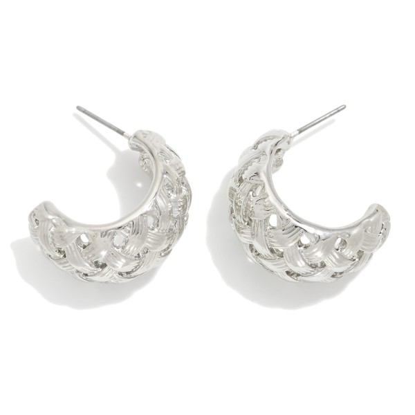 Wholesale metal Basket Weave Hoop Earrings D