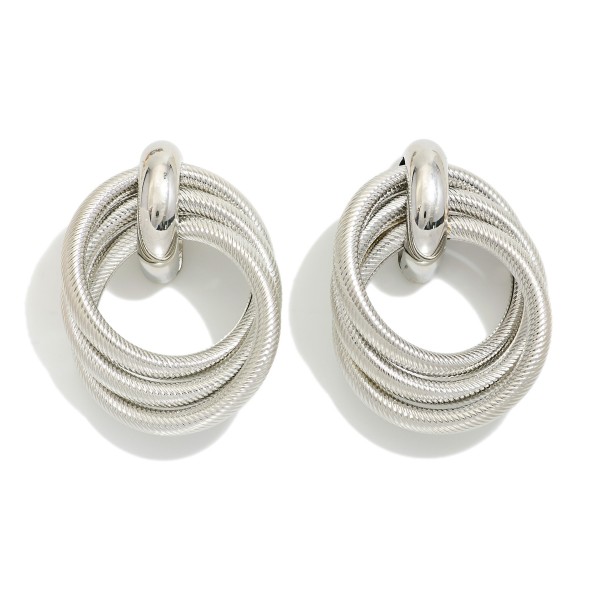 Wholesale interlocked Ribbed Hoops Post Drop Earrings L