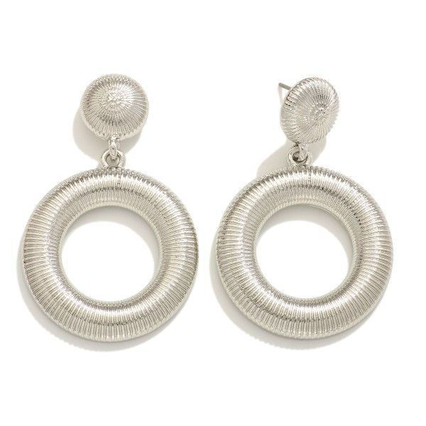 Wholesale ribbed Metal Hoop Drop Earrings L