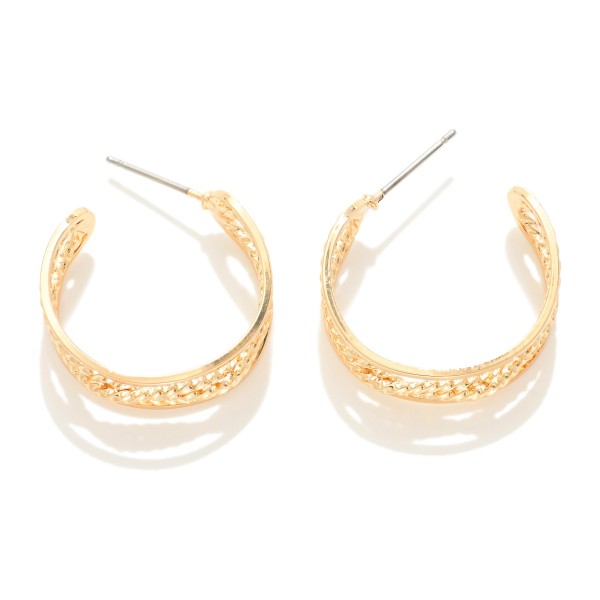 Wholesale metal Hoop Earrings Twisted Metal Rope Detail D