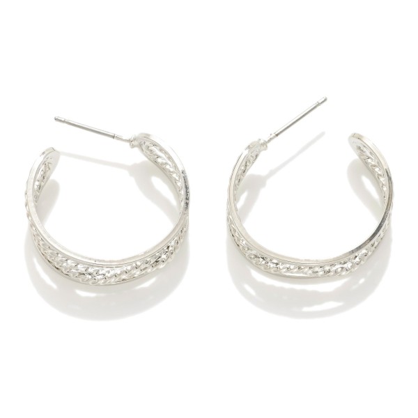 Wholesale metal Hoop Earrings Twisted Metal Rope Detail D