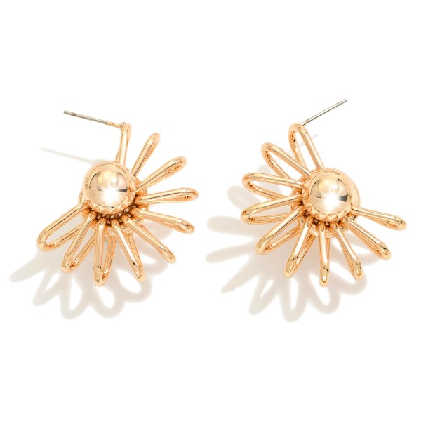 Wholesale metal Wire Ball Bearing Flower Post Drop Earrings L