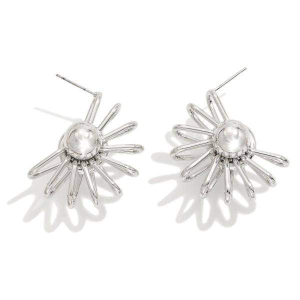 Wholesale metal Wire Ball Bearing Flower Post Drop Earrings L